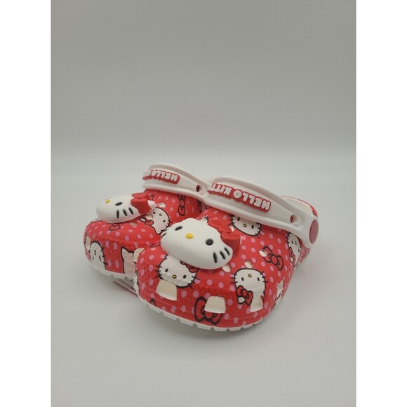 Crocs X Sanrio Hello Kitty Red Kid's Size C6 Classic Clog Slip On 210577-90H New - Picture 2 of 7